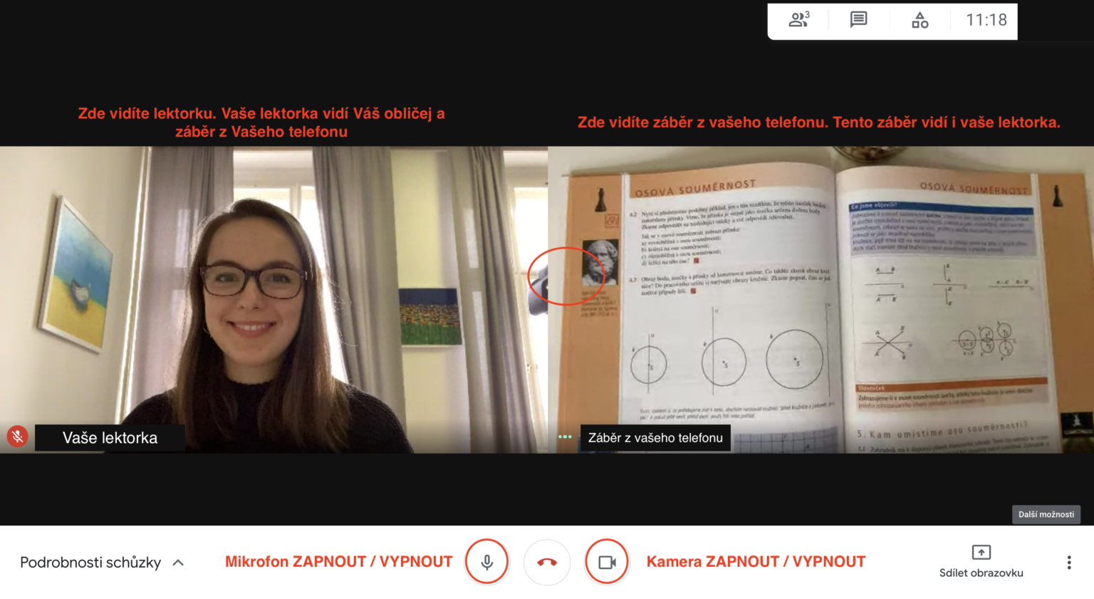 Návod na on-line výučbu s Google Meet s využitím notebooku, telefónu a stojana